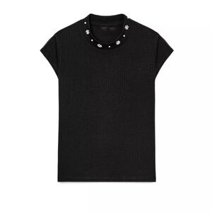 NWT Pearl Black Embellished Women's Top Size M